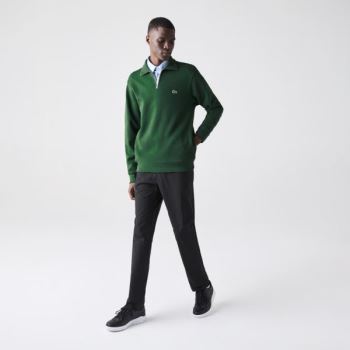 Lacoste Zippered Stand-Up Collar Cotton Sweatshirt - Mikiny Pánské Zelene | CZ-ee4l9M